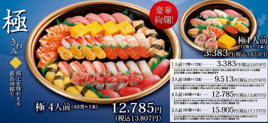 がってん寿司持ち帰りメニュー極(きわみ)