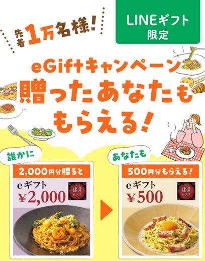 鎌倉パスタのLINEギフトが当たるキャンペーン紹介