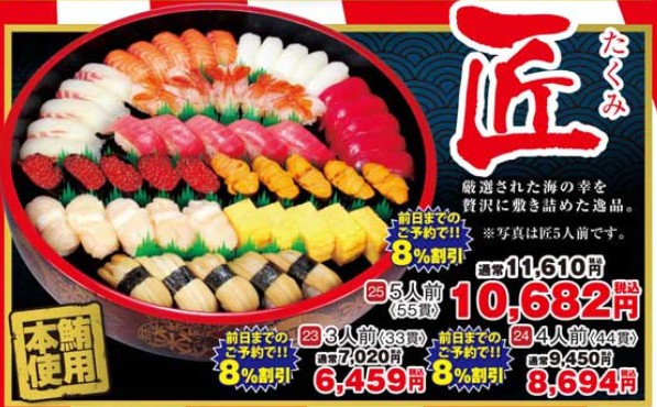 独楽寿司年末年始テイクアウト用匠の画像