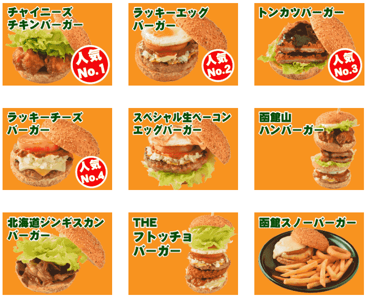 ラッキーピエロのハンバーガーの画像