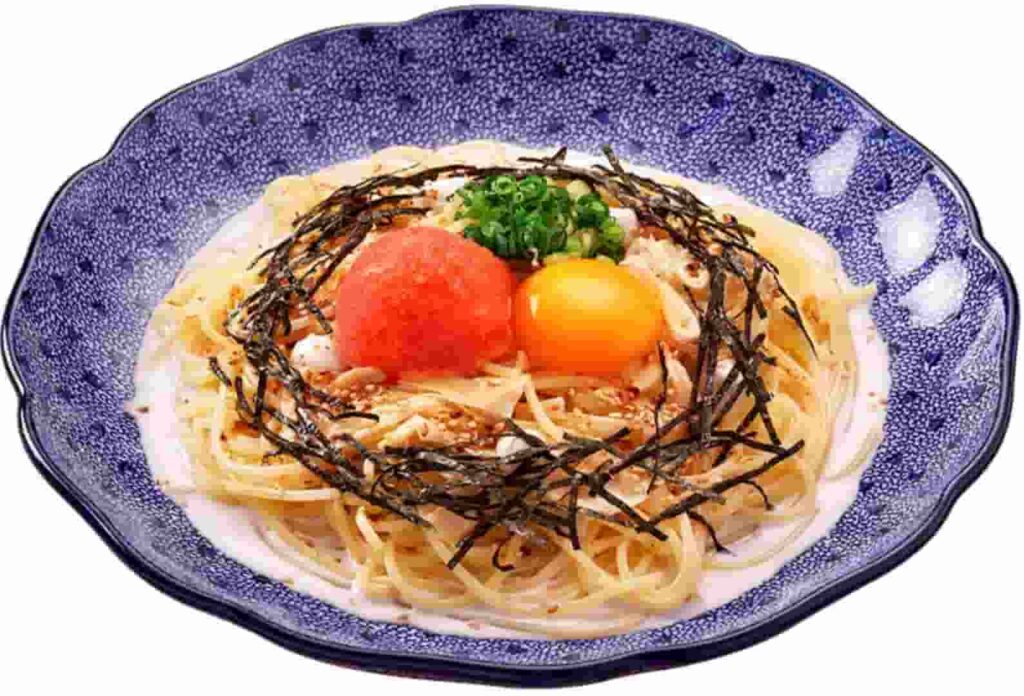 パスタ五右衛門のたらこと湯葉とモッツァレラチーズのカルボナーラ