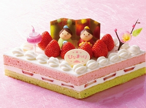 シャトレーゼのひなまつりケーキ_桃の節句 ひし形デコレーション