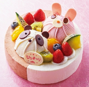 シャトレーゼのひなまつりケーキ_桃の節句 2つの味が楽しめる ハッピーどうぶつデコレーション17cm
