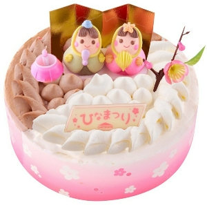 シャトレーゼのひなまつりケーキ_【通販】 桃の節句 2つの味が楽しめるデコレーション17cm（苺なし）