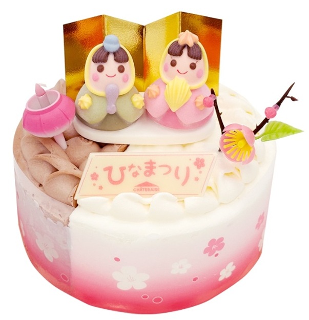 シャトレーゼのひなまつりケーキ_【通販】 桃の節句 2つの味が楽しめるデコレーション14cm（苺なし）