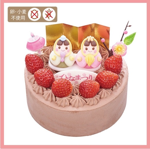 シャトレーゼのひなまつりケーキ_桃の節句 卵と小麦粉を使用していないチョコデコレーション14cm