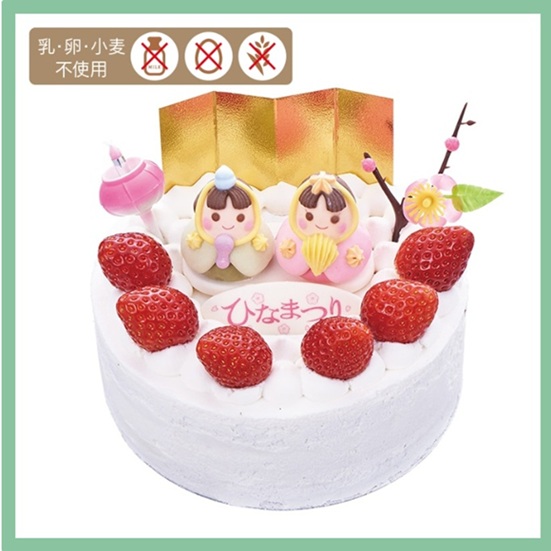 シャトレーゼのひなまつりケーキ_桃の節句 乳と卵と小麦粉を使用していないデコレーション14cm