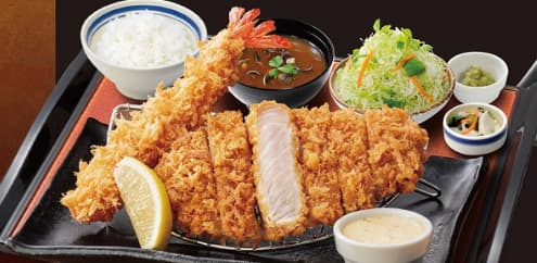 かつはな亭の黄金豚のロースかつ＆海老フライ定食