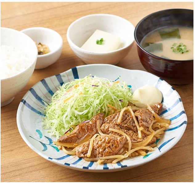 やよい軒の大豆ミートのしょうが焼定食の画像