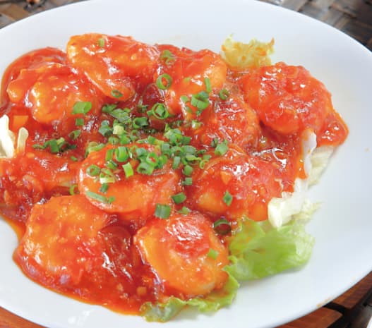 揚州商人の海老のチリソース煮
