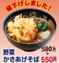 ゆで太郎の野菜かきあげそば（温）